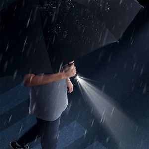 Office 1 Чадър Flashlight, автоматичен, диаметър 102 cm, дръжка-фенер, черен