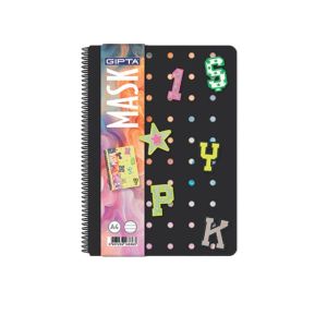 Gipta Тетрадка Mask, A5, бяла хартия, широки редове, PP корица, със спирала, 72 листа