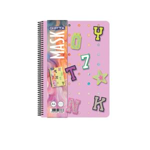 Gipta Тетрадка Mask, A5, бяла хартия, широки редове, PP корица, със спирала, 72 листа
