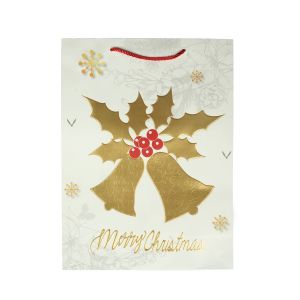 Подаръчна торбичка Merry Christmas - Камбанки, коледна, 30 х 40 х 12 cm