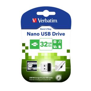 USB флаш памет Verbatim Nano, USB 2.0, 32 GB, черна