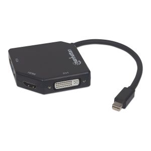 Адаптер Manhattan 3 в 1 Mini DisplayPort, Male към HDMI/DVI/VGA Female