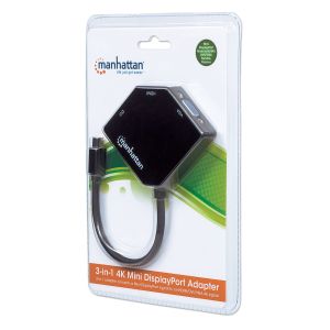 Адаптер Manhattan 3 в 1 Mini DisplayPort, Male към HDMI/DVI/VGA Female