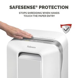Шредер за унищожаване на документи Fellowes Powershred LX201, Microcut, 22 L, бял, P-5, време за работа 10 мин, Micro-Cut