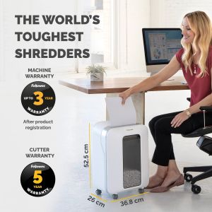 Шредер за унищожаване на документи Fellowes Powershred LX201, Microcut, 22 L, бял, P-5, време за работа 10 мин, Micro-Cut