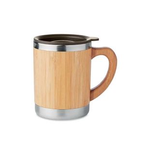 Office 1 Термочаша Olyra, неръждаема стомана, с бамбукова дръжка, 350 ml