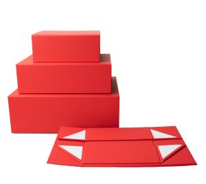 Office 1 Кутия Natural, с магнитно затваряне, сгъваема, 28 х 20 х 9 cm, червена