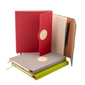 Office 1 Тефтер Tokyo, А5, с магнитно затваряне, бамбуков кръг, 80 листа, червен