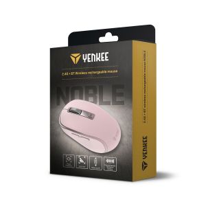Мишка Yenkee YMS 2085PK, безжична, 2400 dpi, USB, 6 бутона, Li-Polymer, розова