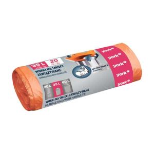Торби за смет York, с връзка, оранжеви, 35 L, 20 броя