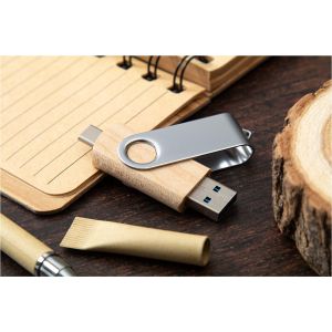 Office 1 USB флаш памет Swivel Wood, 32 GB, USB 2.0, USB Type C