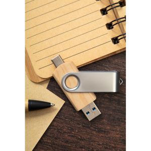 Office 1 USB флаш памет Swivel Wood, 32 GB, USB 2.0, USB Type C