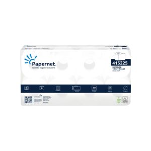 Тоалетна хартия Papernet Superior, трипластова, целулоза, 250 къса, 8 броя