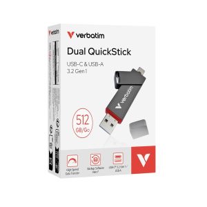 USB флаш памет Verbatim Dual QuickStick, USB Type A/Type C, 512 GB