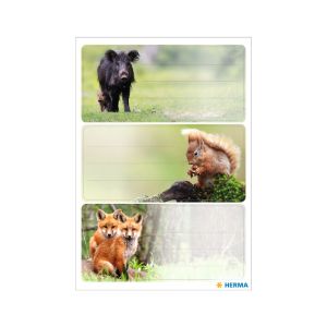 Herma Самозалепващи се етикети Горски животни, ученически, 9 броя