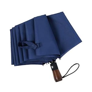 Office 1 Чадър Open/Close, автоматичен, диаметър 105 cm, дървена дръжка, син