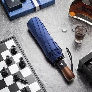 Office 1 Чадър Open/Close, автоматичен, диаметър 105 cm, дървена дръжка, син