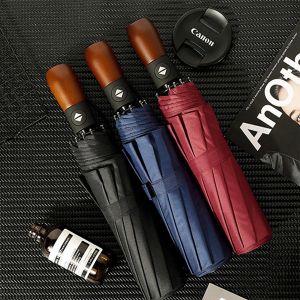 Office 1 Чадър Open/Close, автоматичен, диаметър 105 cm, дървена дръжка, син