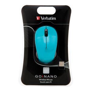 Мишка Verbatim Go Nano, безжична, оптична, USB, 1600 dpi, синя
