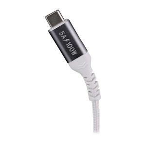 Кабел TNB, USB Type-C към USB Type-C, 2 m, 100 W, бял