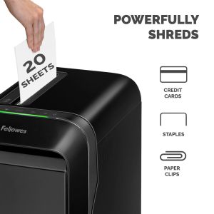 Шредер за унищожаване на документи Fellowes LX221, Micro-Cut, 30 L, черен, P-5, време за работа 25 мин