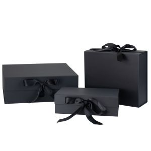 Office 1 Кутия Gift Box, с магнитно затваряне, сгъваема, 33 х 27 х 12 cm, черна