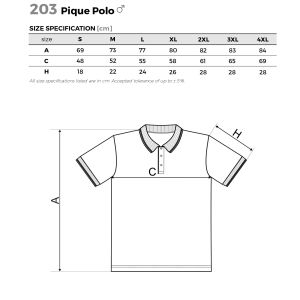 Malfini Мъжка тениска Pique Polo 203, размер XXL, черна