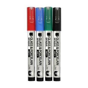 Creativ Company Маркер за стъкло и порцелан, червен, син, зелен и лилав, 4 броя