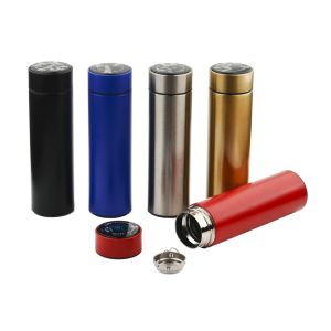 Office 1 Термос Smarty, метален, двустенен, с индикатор, 500 ml, черен