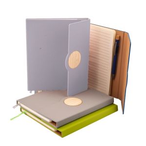 Office 1 Тефтер Tokyo, А5, с магнитно затваряне, бамбуков кръг, 80 листа, сив