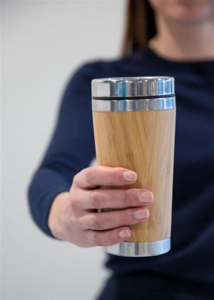 Office 1 Термочаша Sasa, неръждаема стомана и бамбук, 450 ml