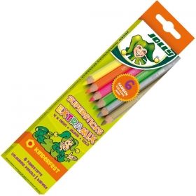 Цветни моливи Jolly Kinderfest,неон+металик,6цв.