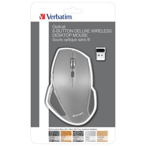 Мишка Verbatim Blue Led, ергономична, безжична, 8 бутона, USB