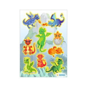 Herma Самозалепващи се етикети Дракони, неонови, 3 листа