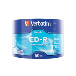 CD-R Verbatim, 700 MB, 52x, със защитно покритие, 50 броя, фолирани