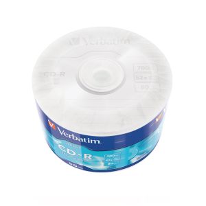 CD-R Verbatim, 700 MB, 52x, със защитно покритие, 50 броя, фолирани