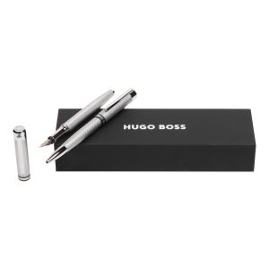 Hugo Boss Комплект писалка и химикалка Filament Chrome, в кутия, сребристи