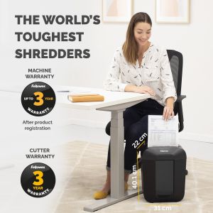 Шредер за унищожаване на документи Fellowes LX41, P-4, Micro-Cut, 17 L, черен, време за работа 5 мин