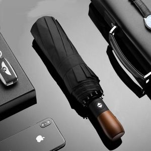 Office 1 Чадър Open/Close, автоматичен, диаметър 105 cm, дървена дръжка, черен