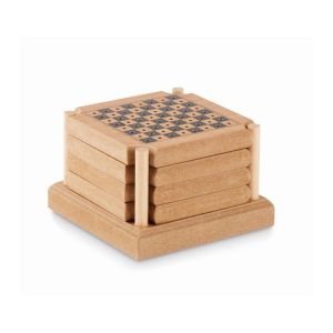More Than Gifts Подложки за чаши Coastgame, корк и MDF, с 4 игри