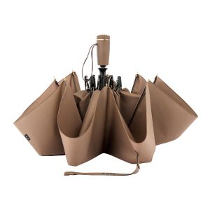 Hugo Boss Чадър Pocket Double B, сгъваем, кафяв