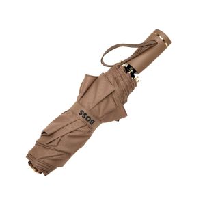 Hugo Boss Чадър Pocket Double B, сгъваем, кафяв