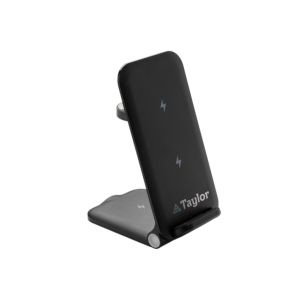 Поставка за телефон, с безжично зарядно за телефон и часовник