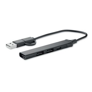 More Than Gifts USB Хъб Current, с 3 USB Type A порта и 1 USB Type C, черен
