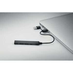 More Than Gifts USB Хъб Current, с 3 USB Type A порта и 1 USB Type C, черен