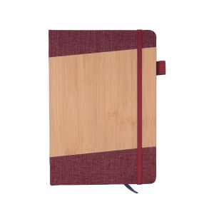 Office 1 Тефтер Kyoto Деним, филц и бамбук, A5, широки редове, 80 листа, червен