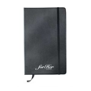 Office 1 Тефтер Sofia, А5, с ластик, широки редове, 80 листа, черен