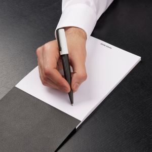 Hugo Boss Химикалка Arche Iconic, в кутия, бяла