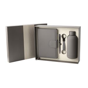 Office 1 Комплект Welcome, тефтер, бутилка, химикалка и ключодържател, в кутия, тъмнобежов