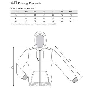 Malfini Дамски суитшърт Zipper 411, поларен, размер L, червен